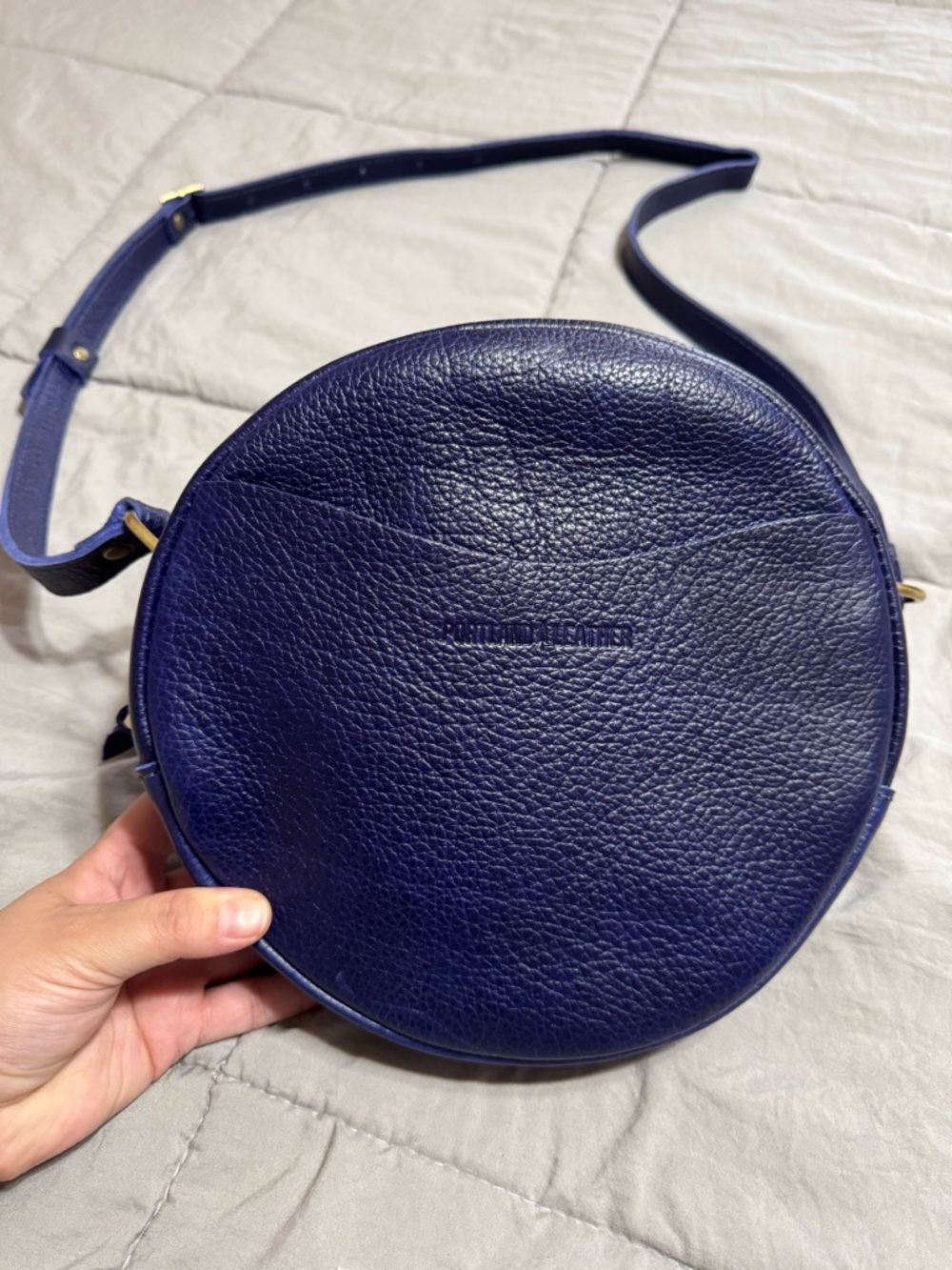Portland Leather Circle Crossbody in Cobalt - Picture 2 of 11